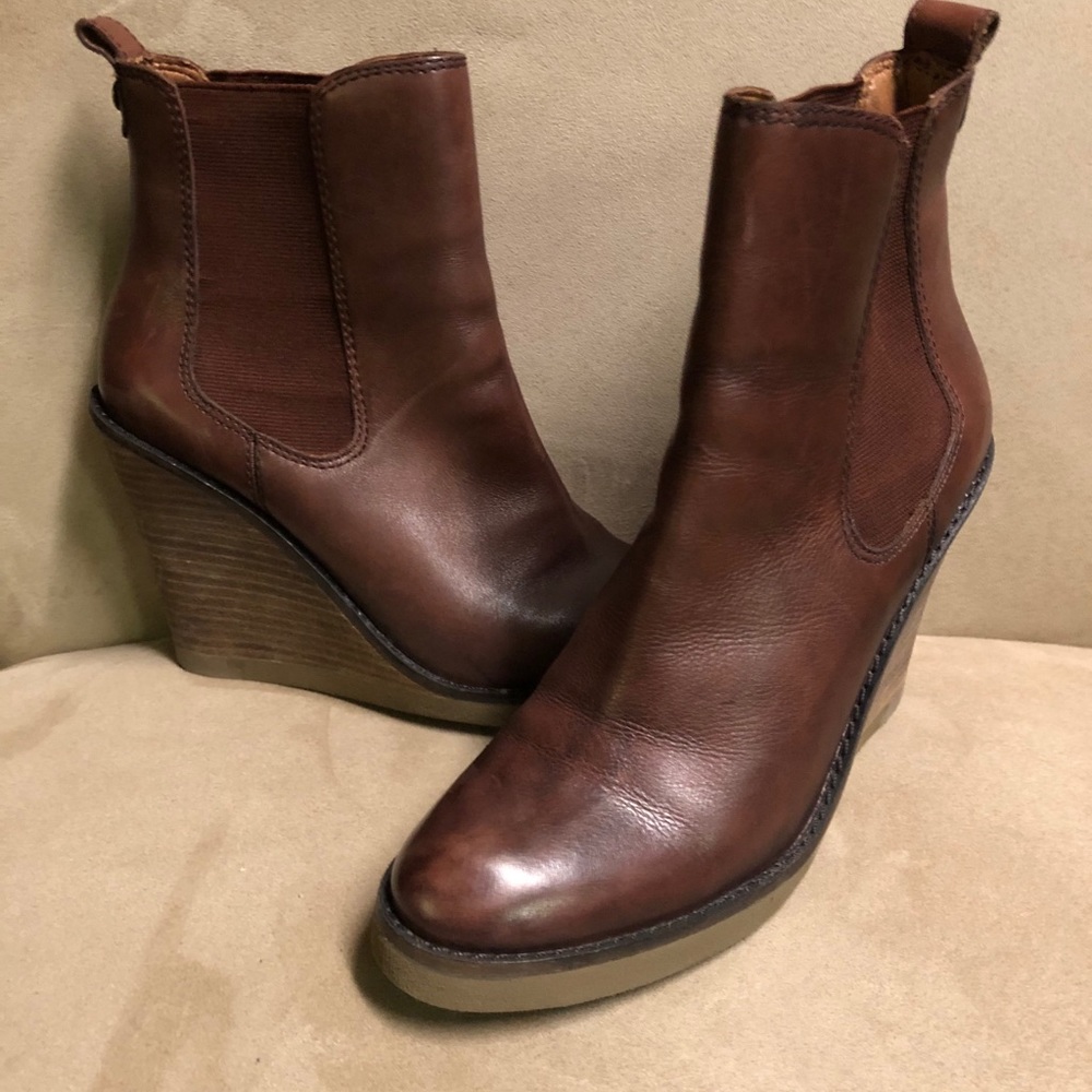 Lucky Brand Wedge Leather Booties